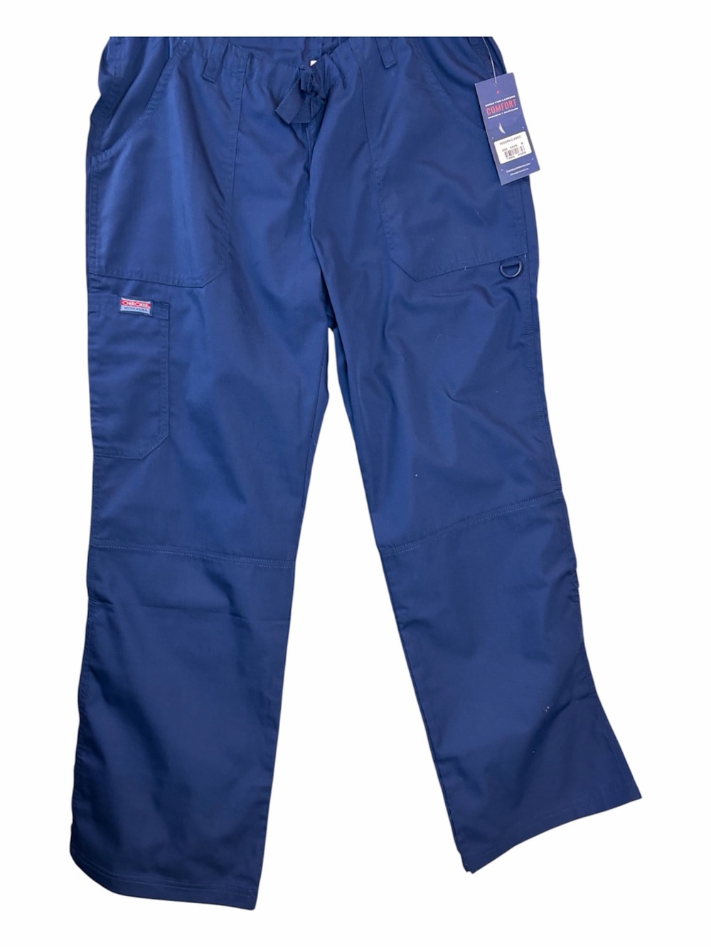 Cherokee Workwear Women’s Navy Cargo Scrub Pants Drawstring Waist Size Medium
